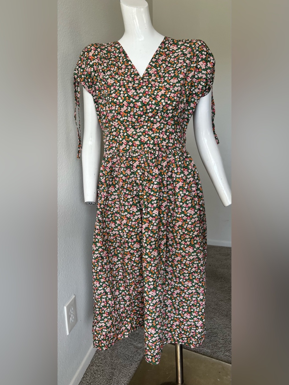 VINTAGE 90s Floral Sundress Tea Dress Feminine Cotton M